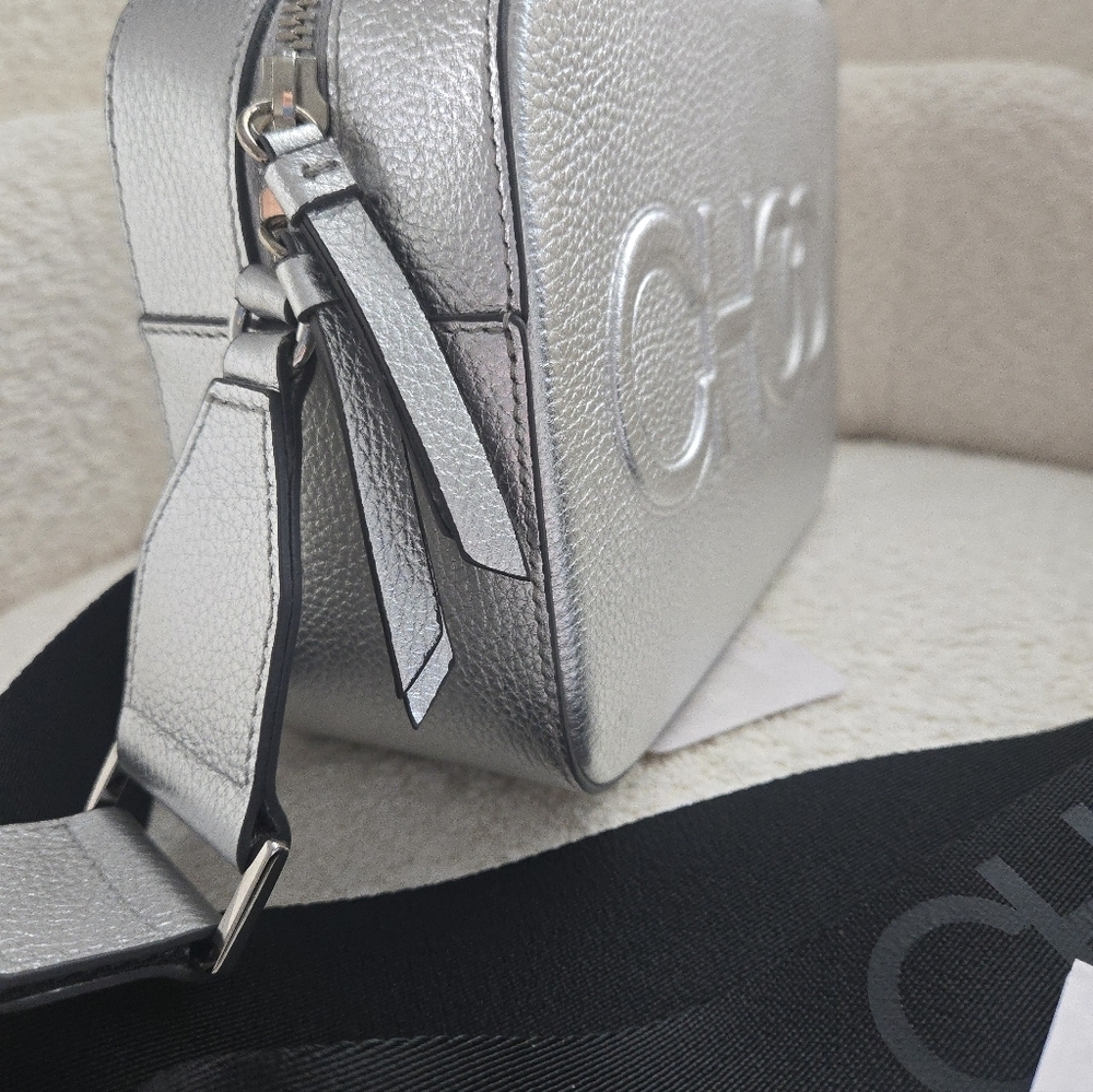 Jimmy Choo NWT Camera Bag‎ Metallic Silver Embossed Leather - Picture 13 of 16